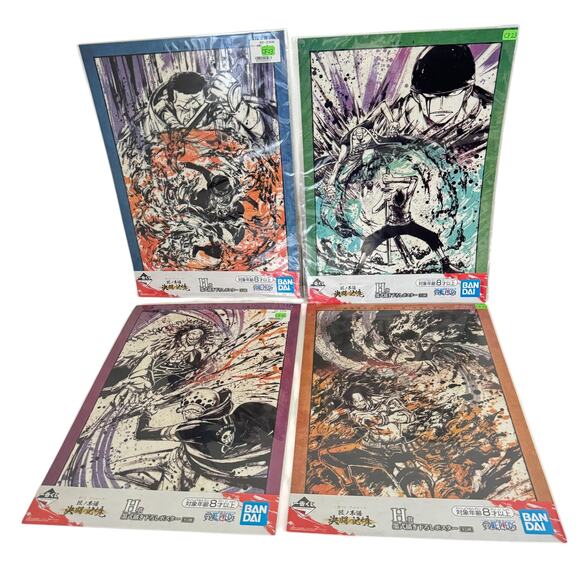 4 One Piece Battle Memories Duel Ichiban Kuji Visual Art Sheet Clear File Poster - Picture 1 of 8